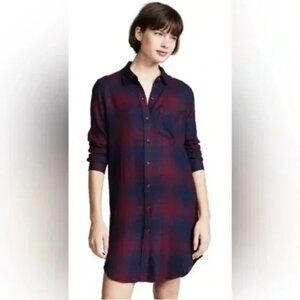 Rails Bianca button front flannel soft long sleeve shirt dress Small rayon